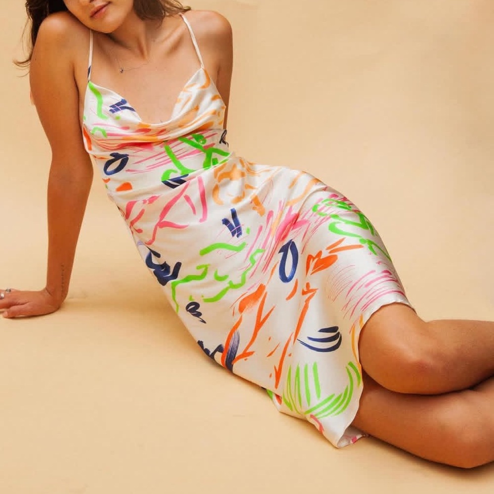 Rat Boi Sensualite Bellissima Vivien Ebright Chung Slip Midi Dress Size Large